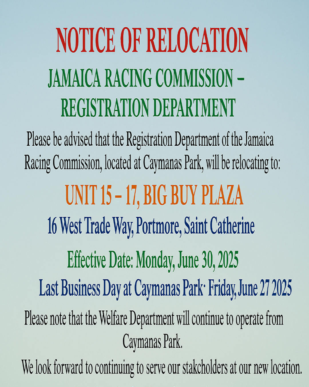 Registration Relocation Notice